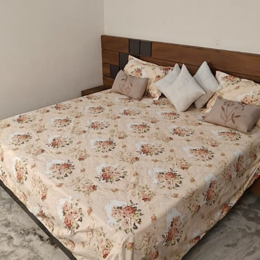 300 TC Glace Cotton Bedsheet Set – Queen Size (90 x 100 inches)