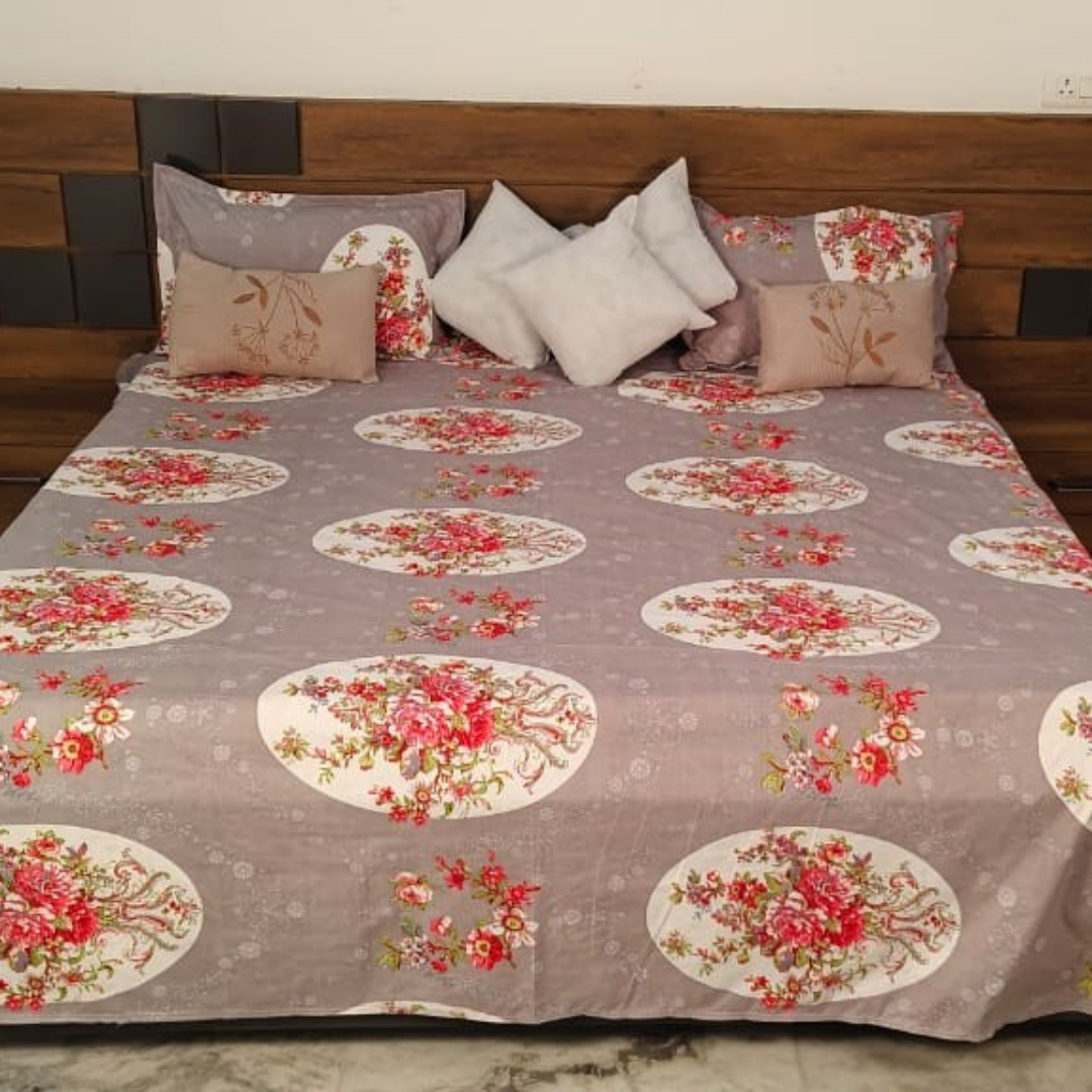 300 TC Glace Cotton Bedsheet Set – Queen Size (90 x 100 inches)