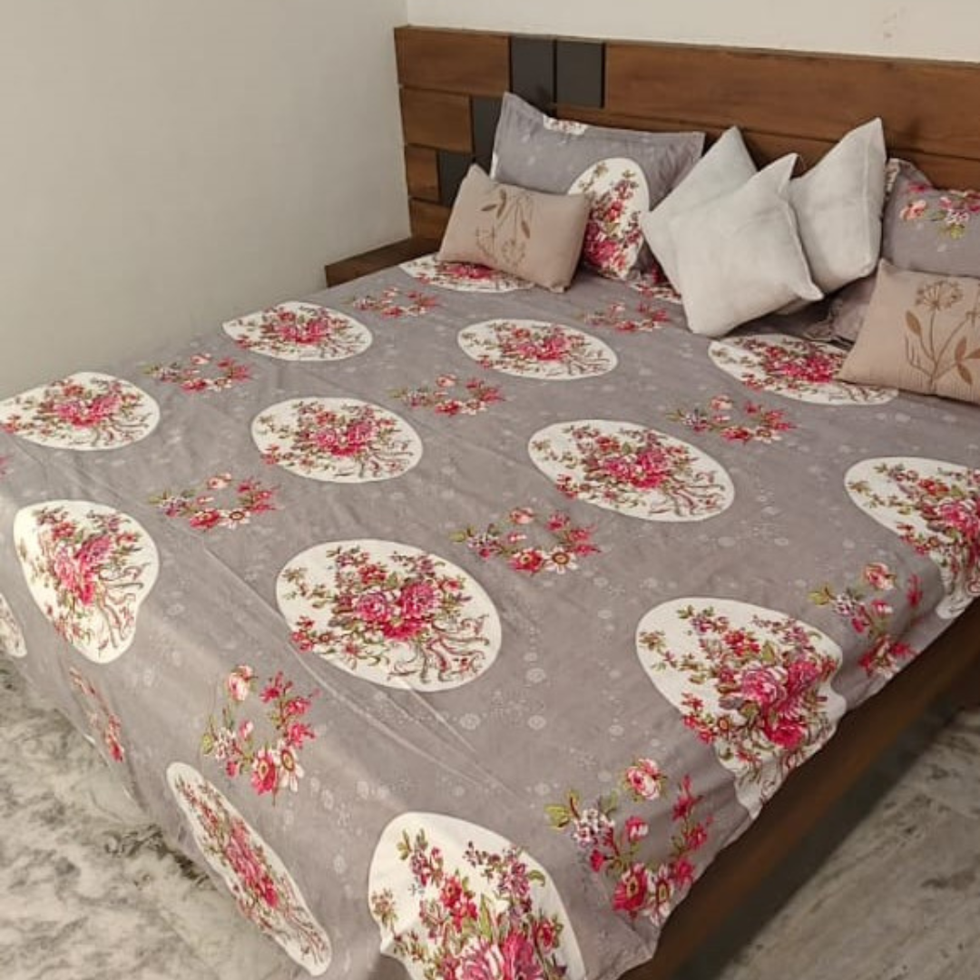 300 TC Glace Cotton Bedsheet Set – Queen Size (90 x 100 inches)