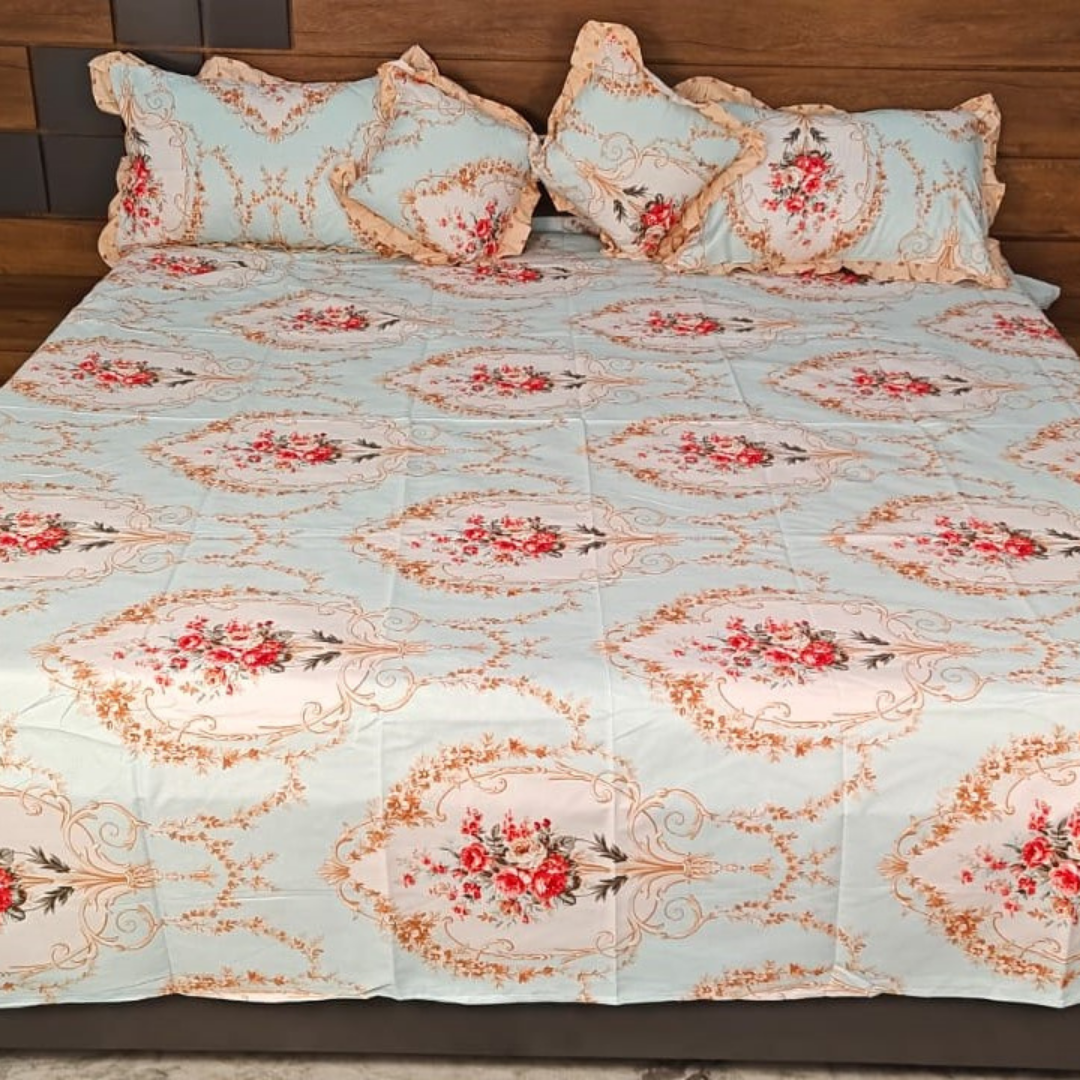 300 TC Glace Cotton Queen Size Bedding Set / Comforter Set