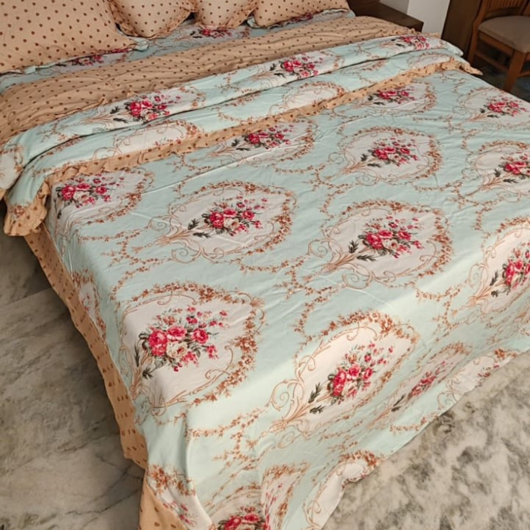 300 TC Glace Cotton Queen Size Bedding Set / Comforter Set