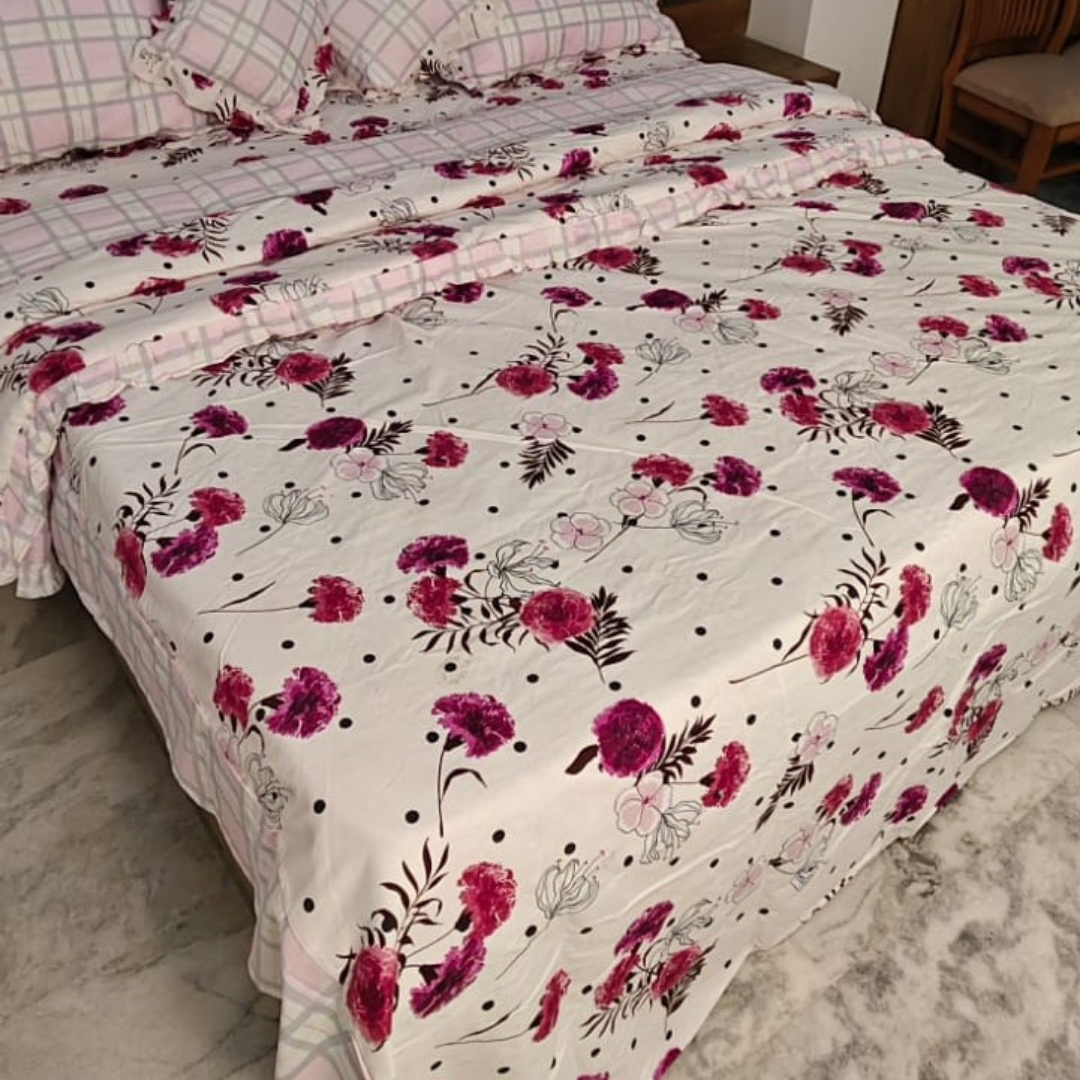 300 TC Glace Cotton Queen Size Bedding Set / Comforter Set