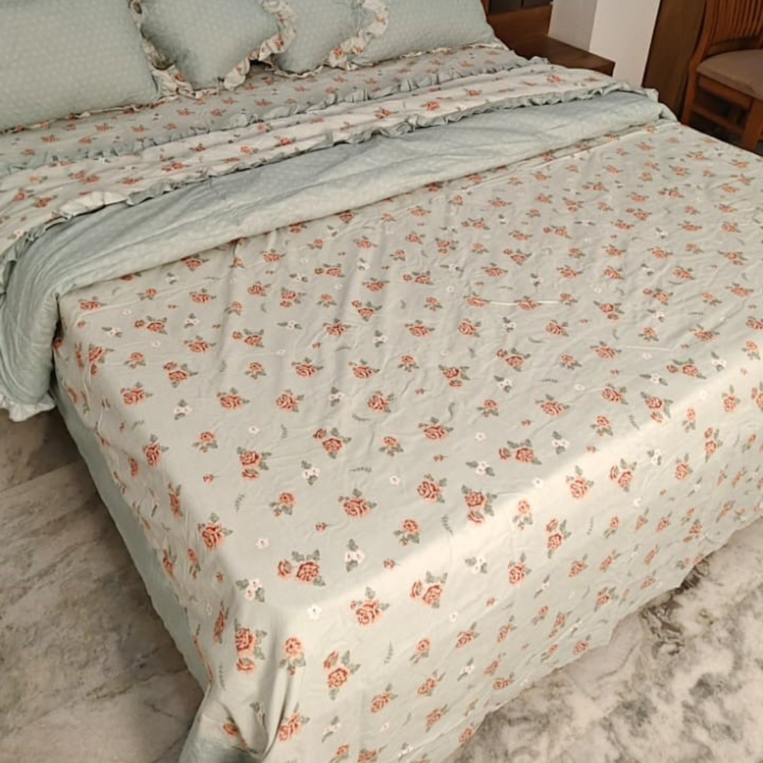 300 TC Glace Cotton Queen Size Bedding Set / Comforter Set