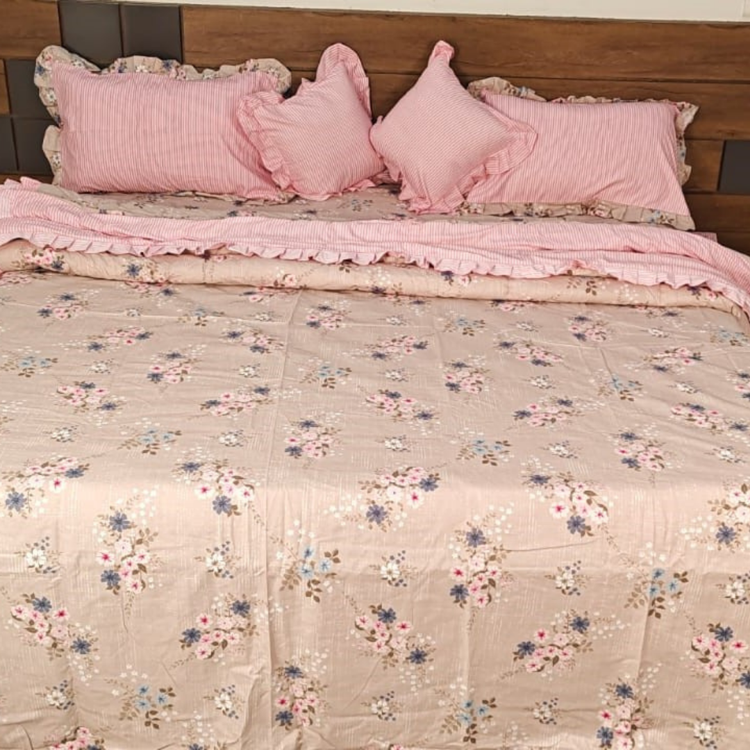 300 TC Glace Cotton Queen Size Bedding Set / Comforter Set