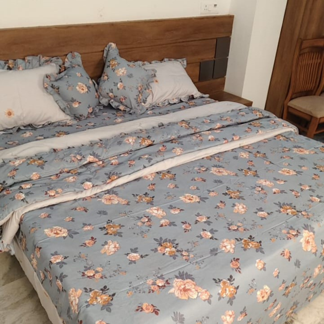 300 TC Glace Cotton Queen Size Bedding Set / Comforter Set