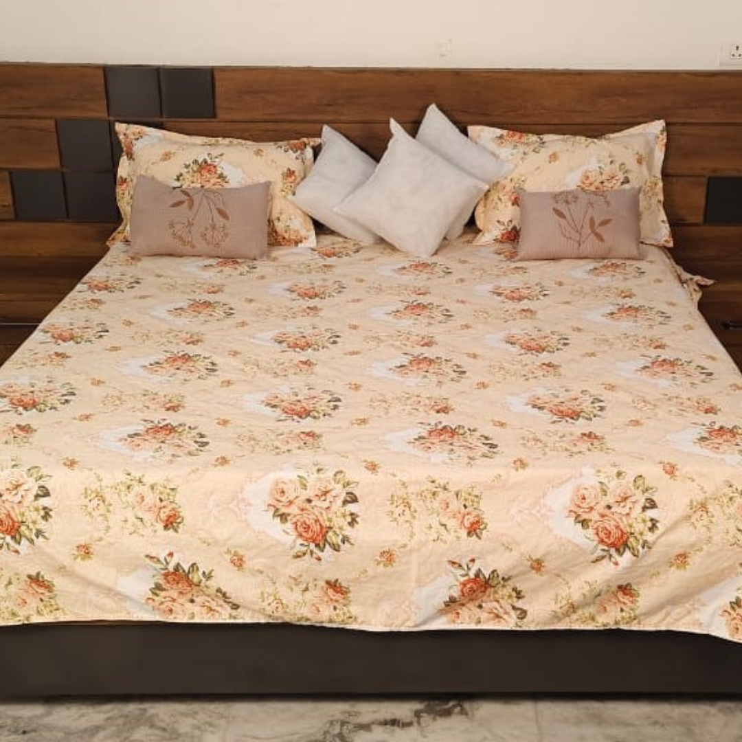 300 TC Glace Cotton Bedsheet Set – Queen Size (90 x 100 inches)